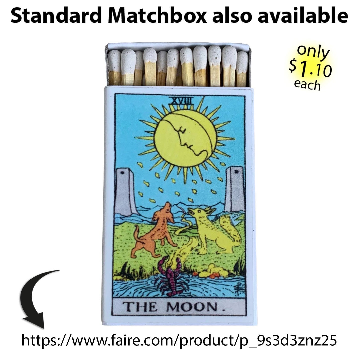 Matches • Tarot Moon Wooden Matchbox • Home Decor Candle Acc - EPOQUE