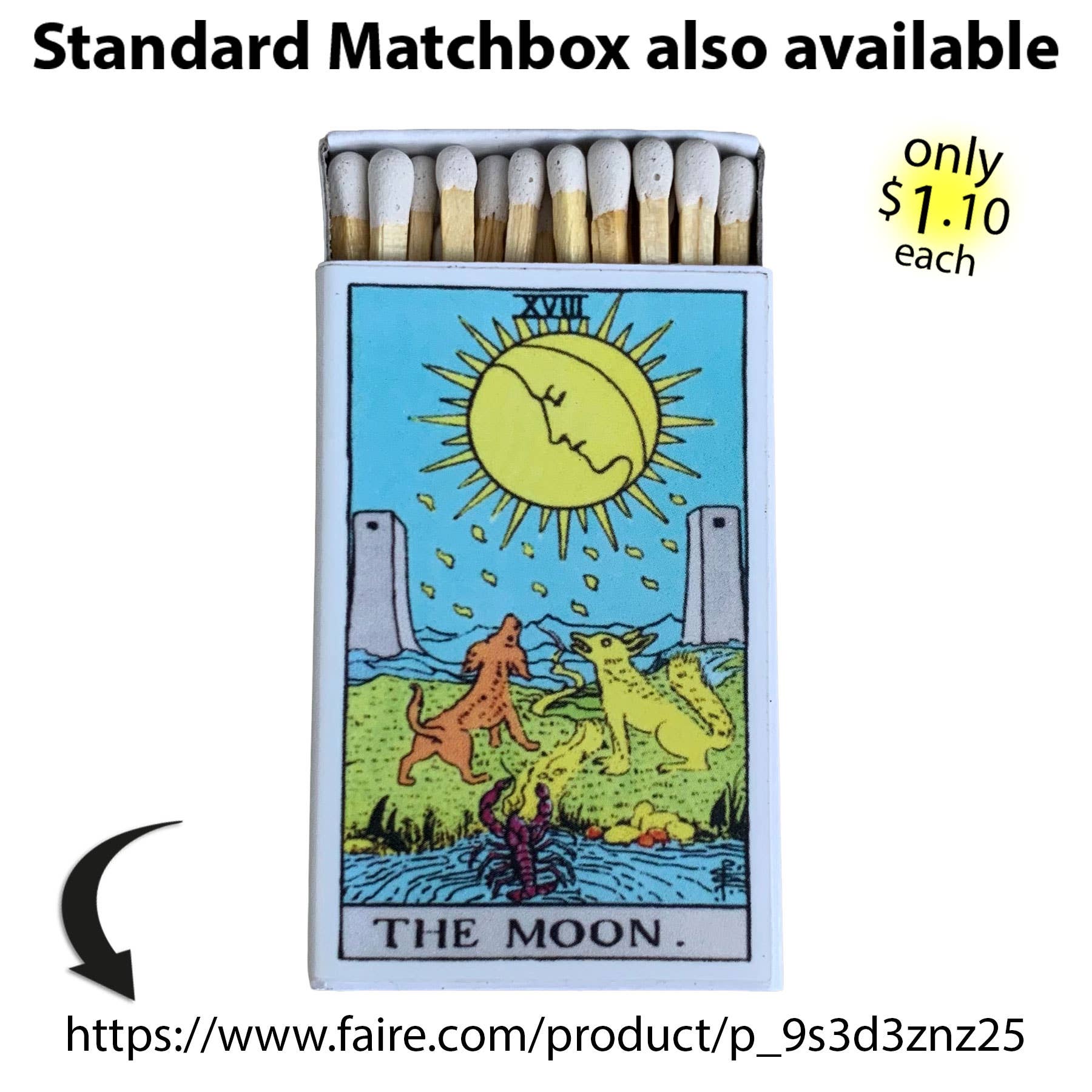 Matches • Tarot Moon Wooden Matchbox • Home Decor Candle Acc - EPOQUE