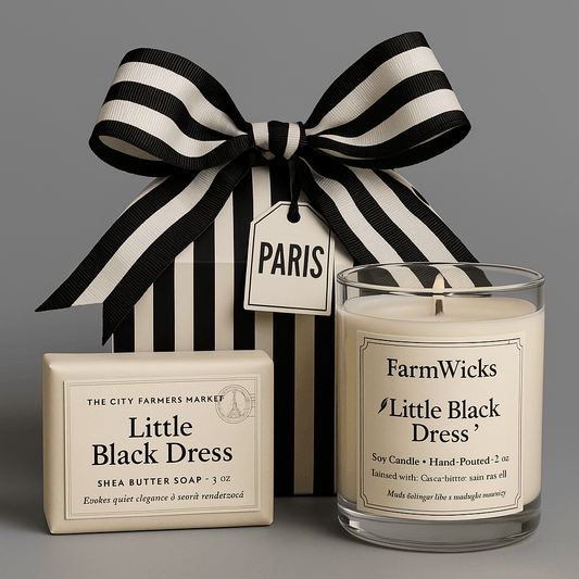 Paris nights gift box and organic Little Black Dress Shea butter soap and Soy Candle - EPOQUE
