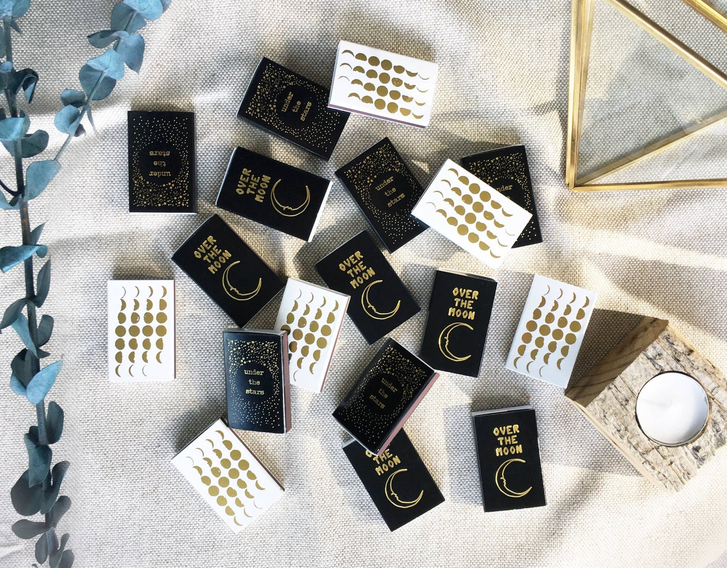 Phases of the Moon Matchbox | Gold on Black Celestial Decor - EPOQUE