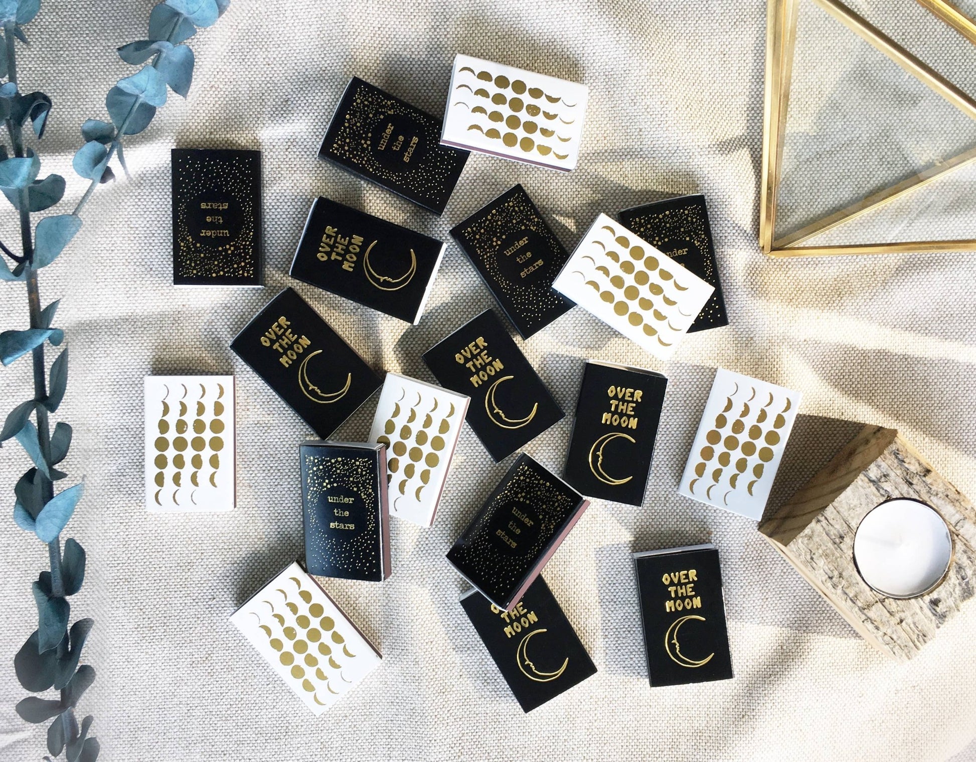 Phases of the Moon Matchbox | Gold on Black Celestial Decor - EPOQUE