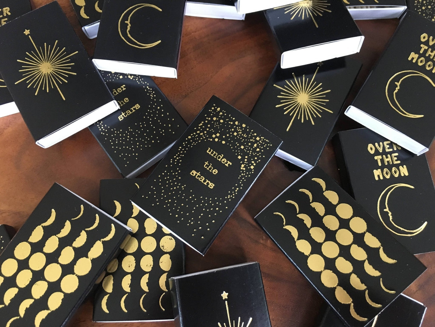 Phases of the Moon Matchbox | Gold on Black Celestial Decor - EPOQUE