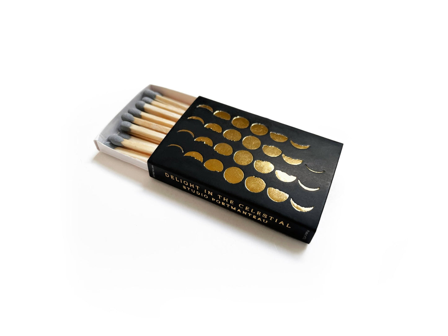 Phases of the Moon Matchbox | Gold on Black Celestial Decor - EPOQUE