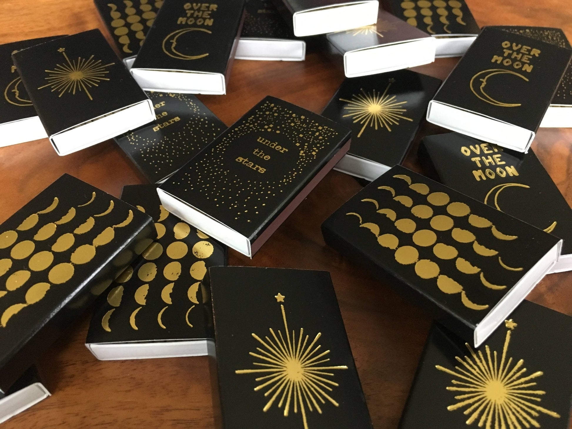 Phases of the Moon Matchbox | Gold on Black Celestial Decor - EPOQUE