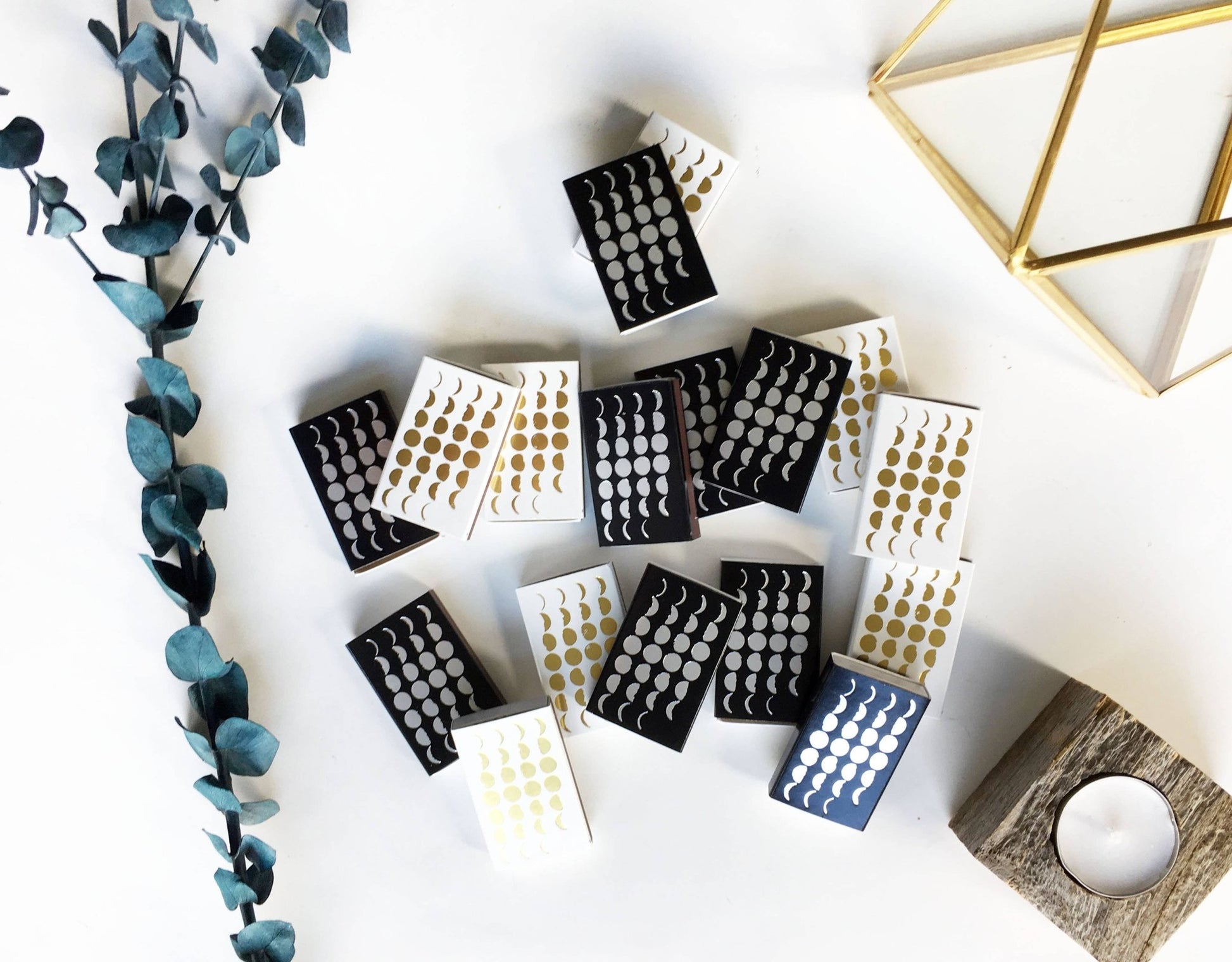 Phases of the Moon Matchbox | Gold on Black Celestial Decor - EPOQUE