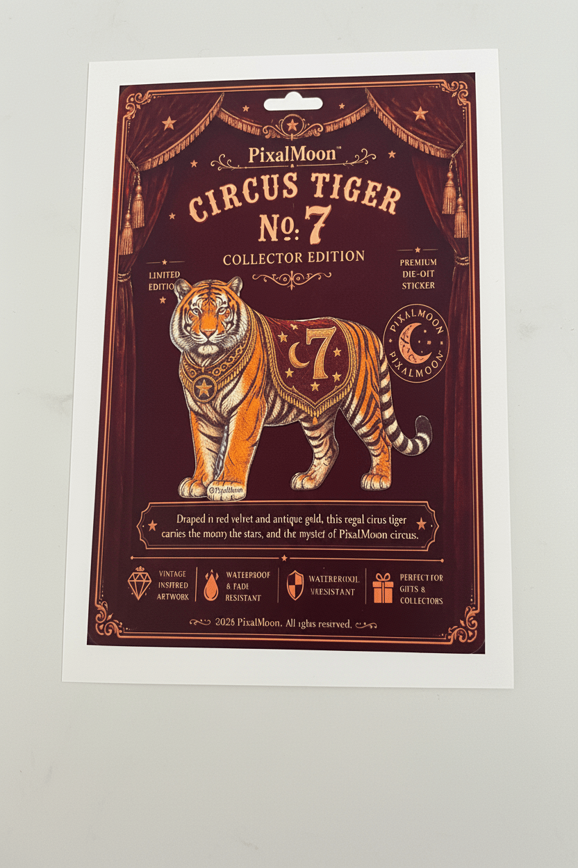 PixalMoon™ Circus Tiger No. 7 — Collector Edition Die - Cut Sticker - EPOQUE