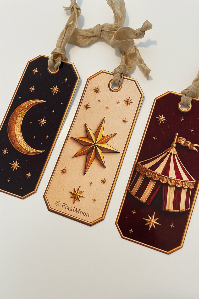 PixalMoon Exquisite Celestial Circus Gift Tags – Set of Four | Limited Edition - EPOQUE