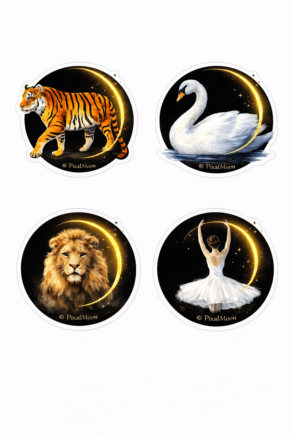 PixalMoon Waterproof Crescent Moon Sticker Set – 4 Pack - EPOQUE
