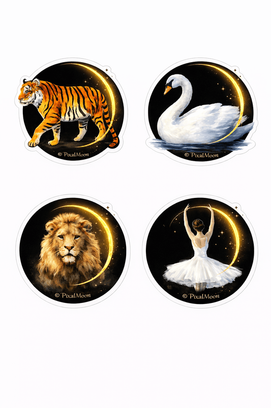 PixalMoon Waterproof Crescent Moon Sticker Set – 4 Pack - EPOQUE