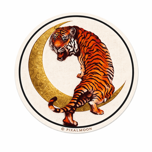 PixalMoon Waterproof Crescent Tiger Luna Sticker – 3 Inch - EPOQUE
