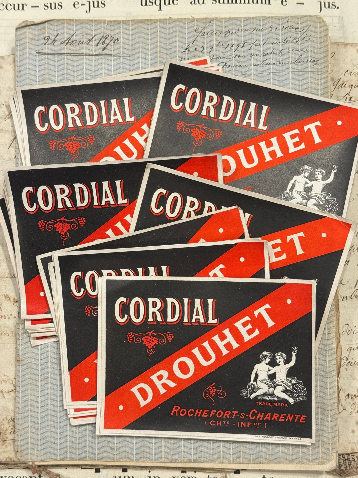 RARE Antique French CORDIAL Labels – Set of 2 - EPOQUE