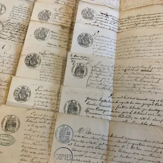 STUNNING Antique French Script Document Page - EPOQUE