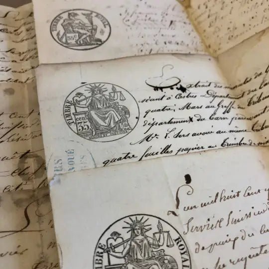 STUNNING Antique French Script Document Page - EPOQUE