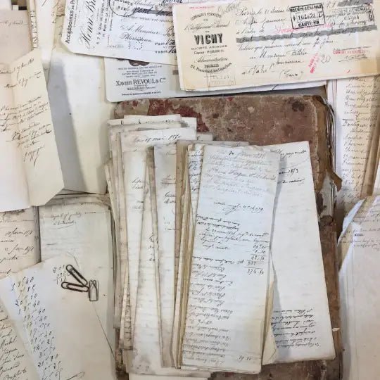 STUNNING Antique French Script Document Page - EPOQUE