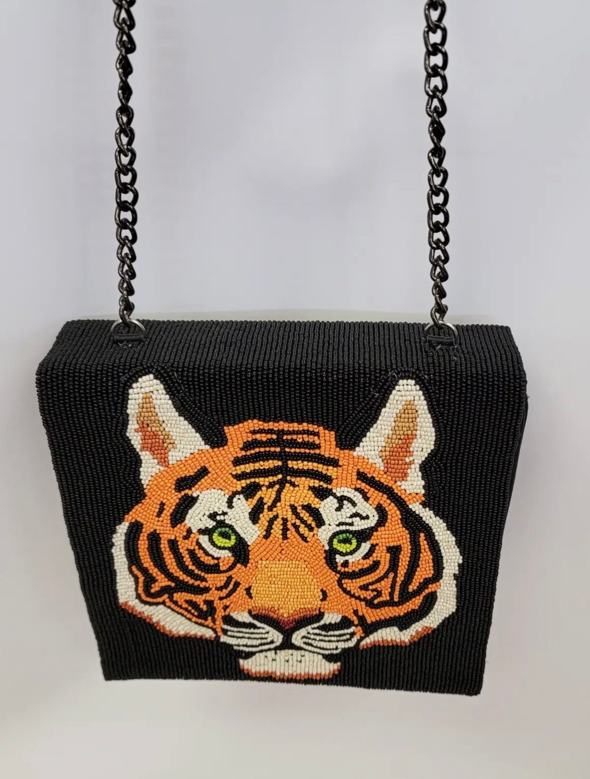 Tiger Hand Beaded Crossbody with Satin Interior - EPOQUE