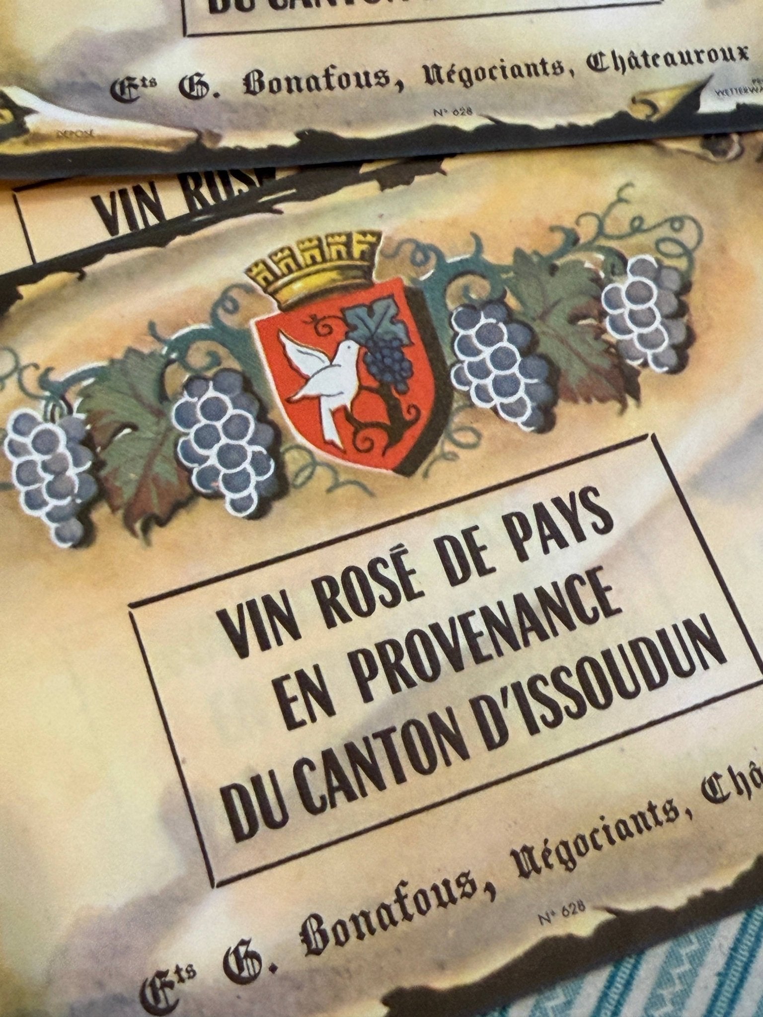 Vintage French VIN ROSE Labels - Set of 2 - EPOQUE
