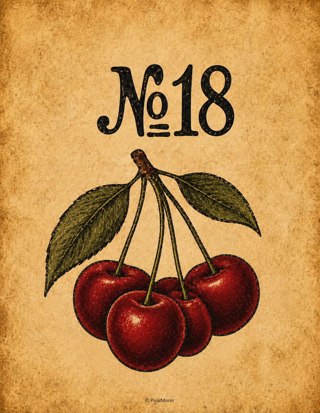 Vintage Botanical Art Print No. 18 — Cherries